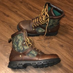 Distressed Brown Leather/Camo Polo Boots